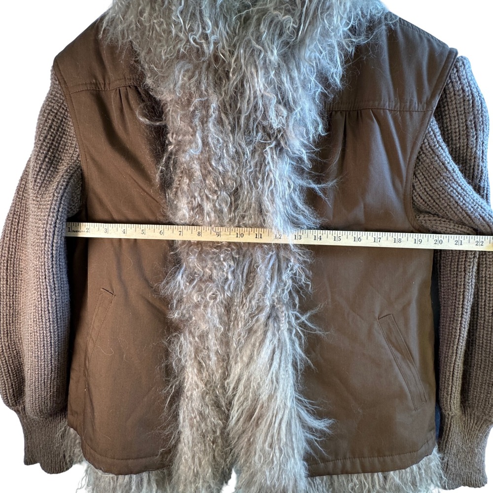 Vtg Mongolian Lamb Fur Convertible Vest Jacket Reversible Penny Lane Luxe Glam M - Picture 7 of 16